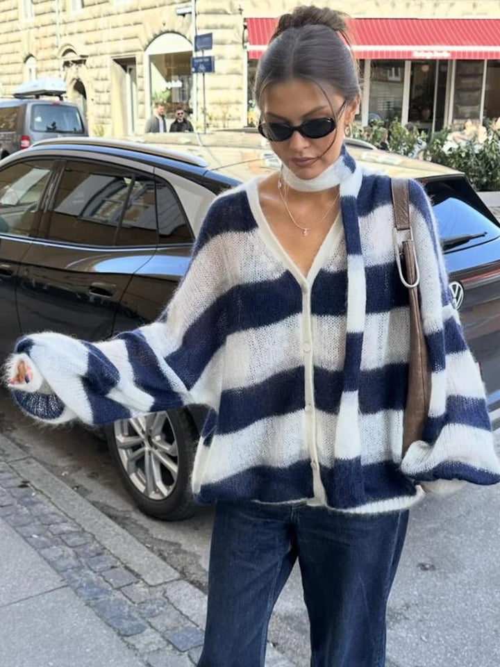 Grace & Jess | Cozy Stripe Sweater Cardigan