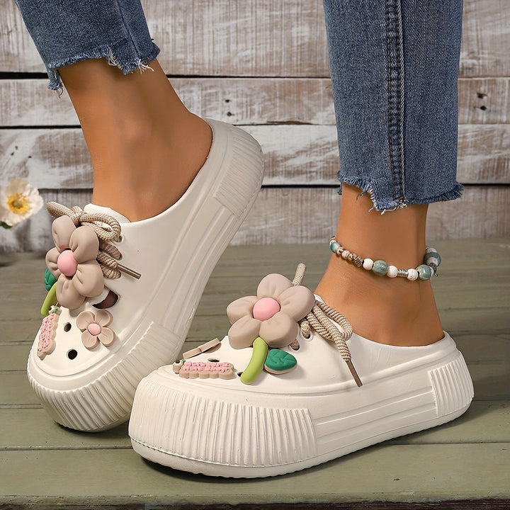 Grace & Jess | Comfortable Floral Decor Platform Clogs
