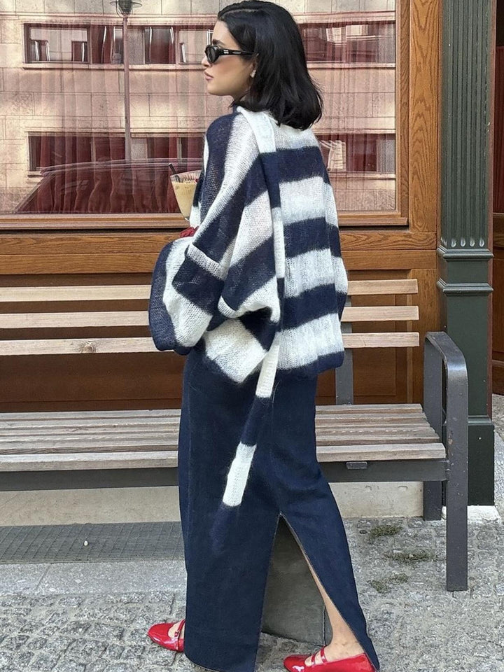 Grace & Jess | Cozy Stripe Sweater Cardigan