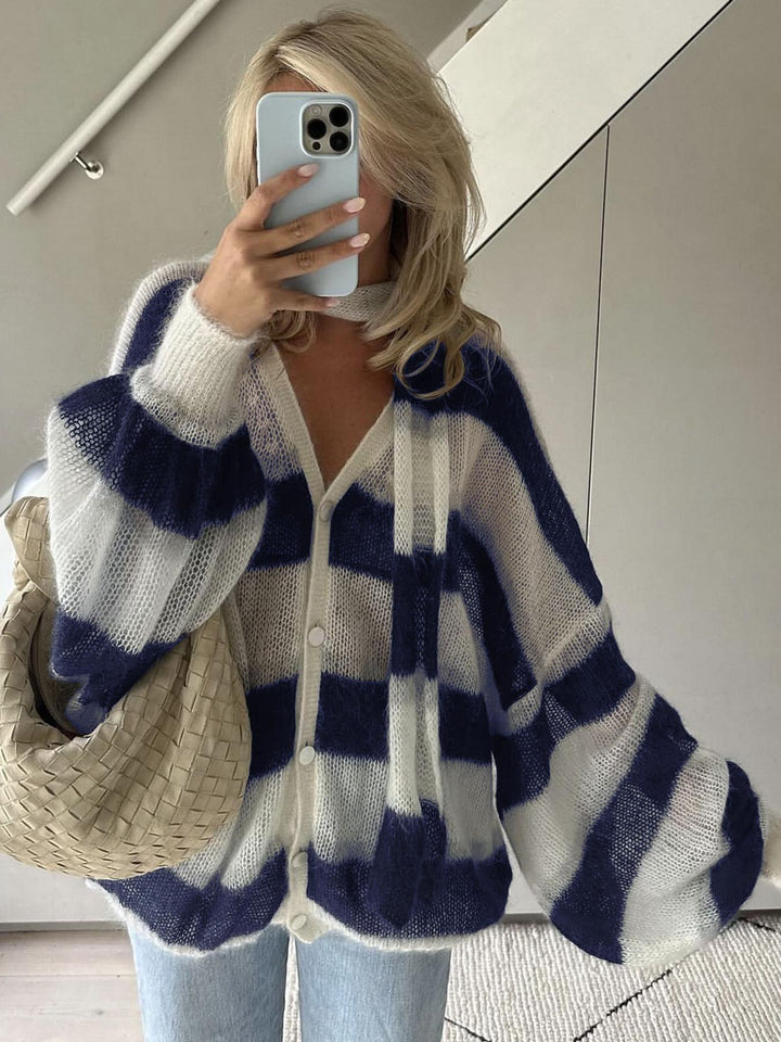 Grace & Jess | Cozy Stripe Sweater Cardigan