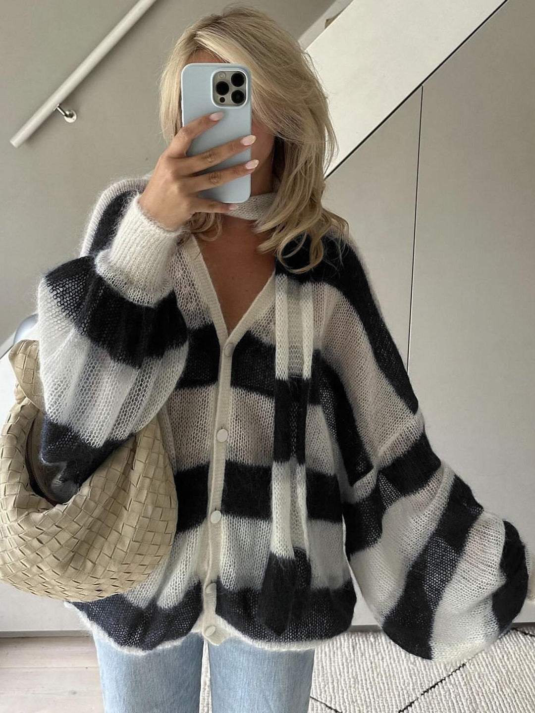 Grace & Jess | Cozy Stripe Sweater Cardigan