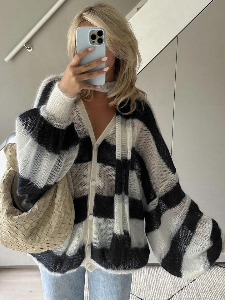 Grace & Jess | Cozy Stripe Sweater Cardigan