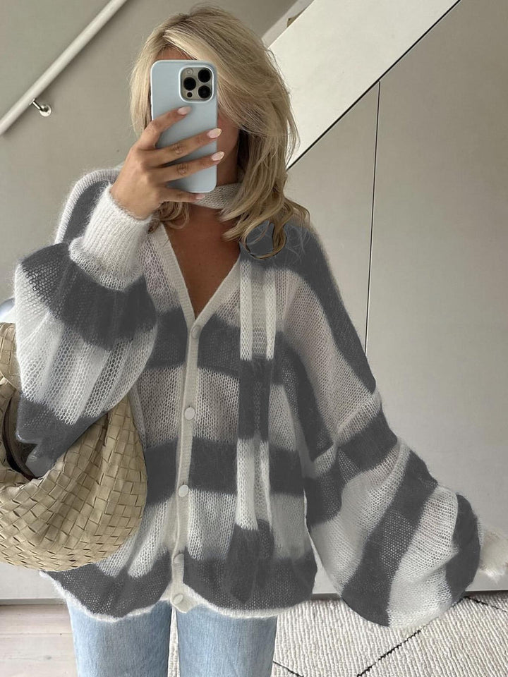 Grace & Jess | Cozy Stripe Sweater Cardigan