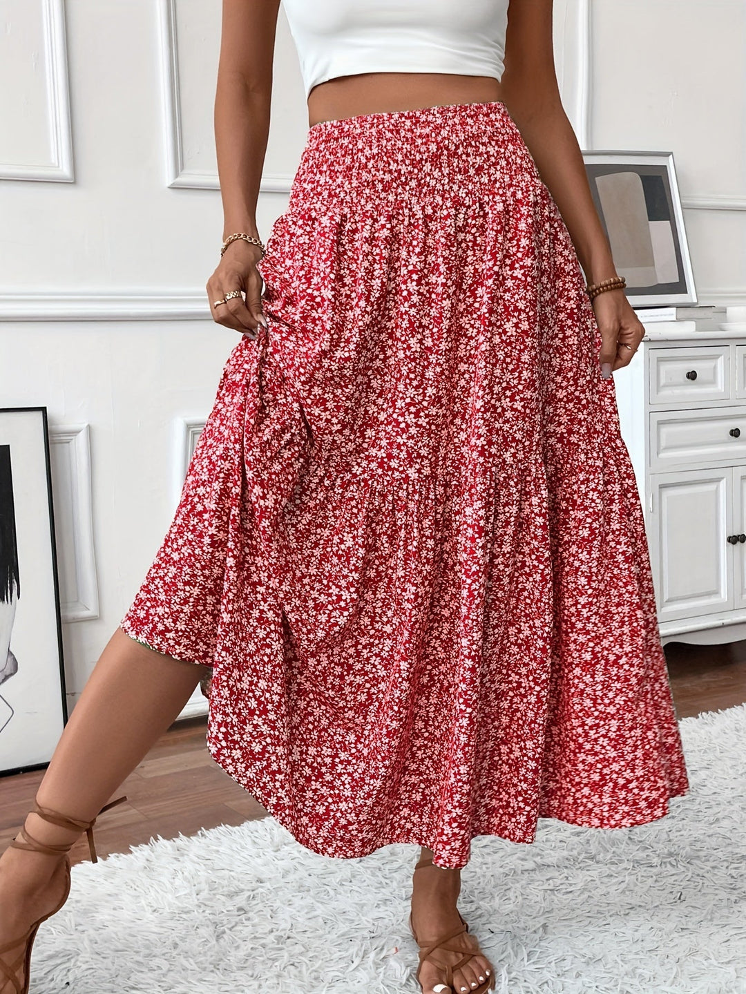 Grace & Jess | Tiered Floral Maxi Skirt