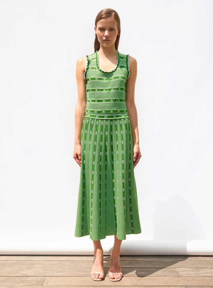 Grace & Jess | Green Floral Jacquard Skirt
