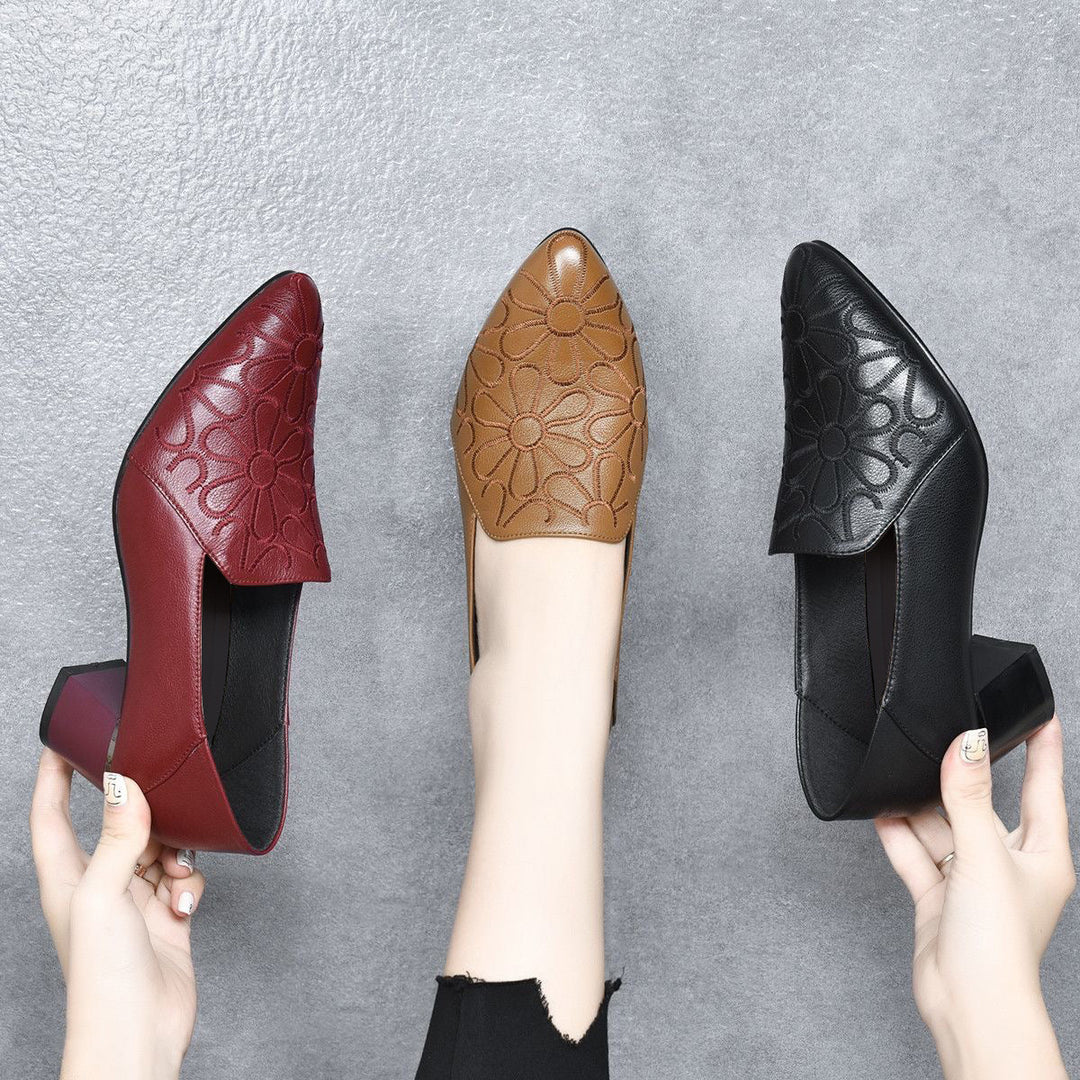 Grace & Jess |  Vegan Leather Embroidered Pumps