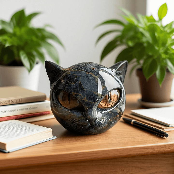 Grace & Jess |  Black Cat Head Sculpture
