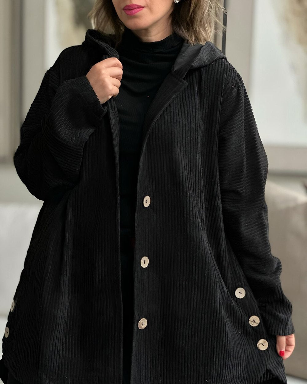 Grace & Jess | Cozy Corduroy Hooded Jacket