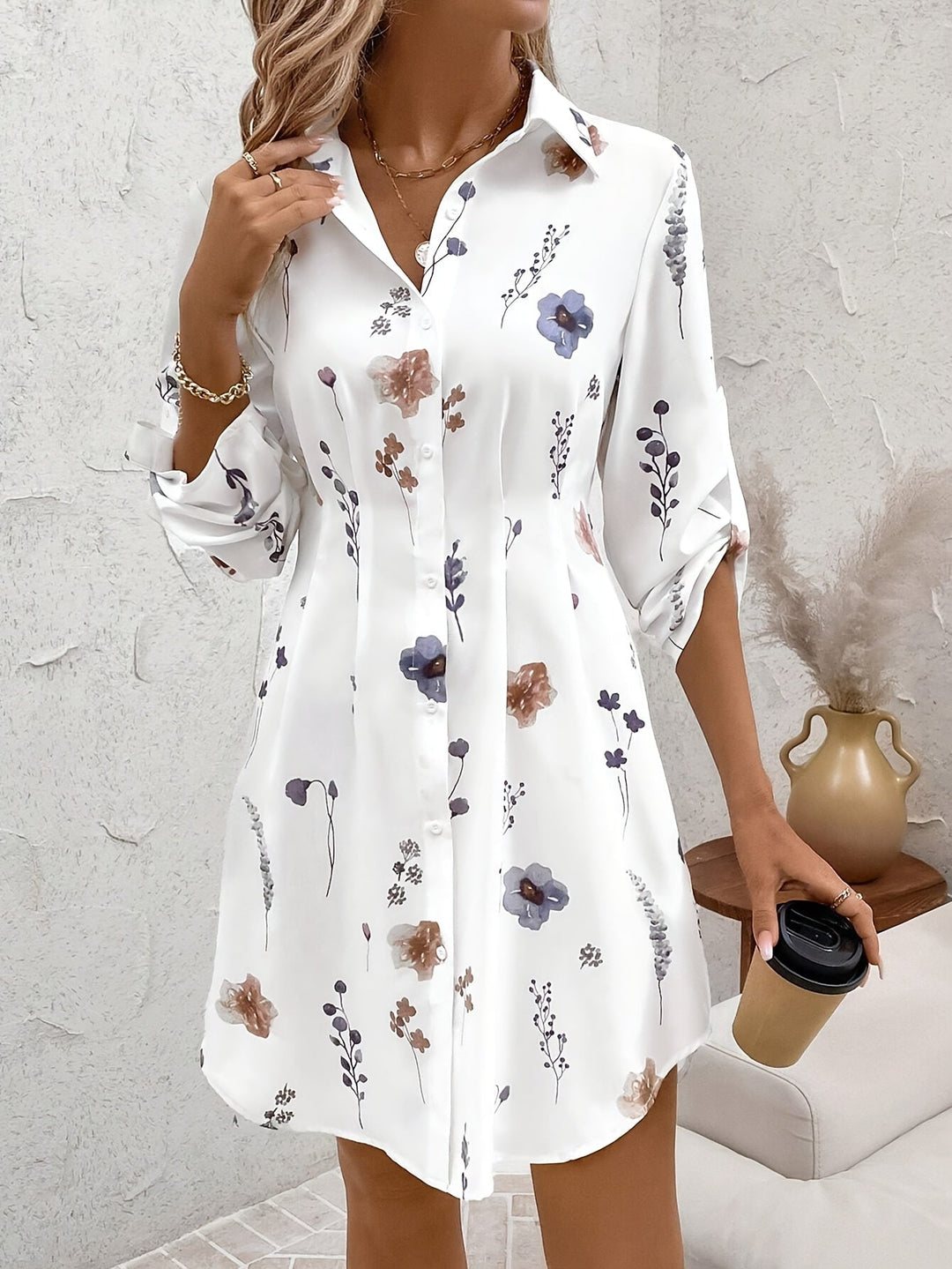 Grace & Jess | Elegant Floral Print Blouse Dress