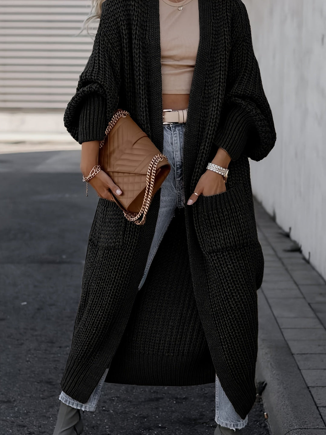 Grace & Jess | Elegant Deep V-Neck Long Sleeve Cardigan