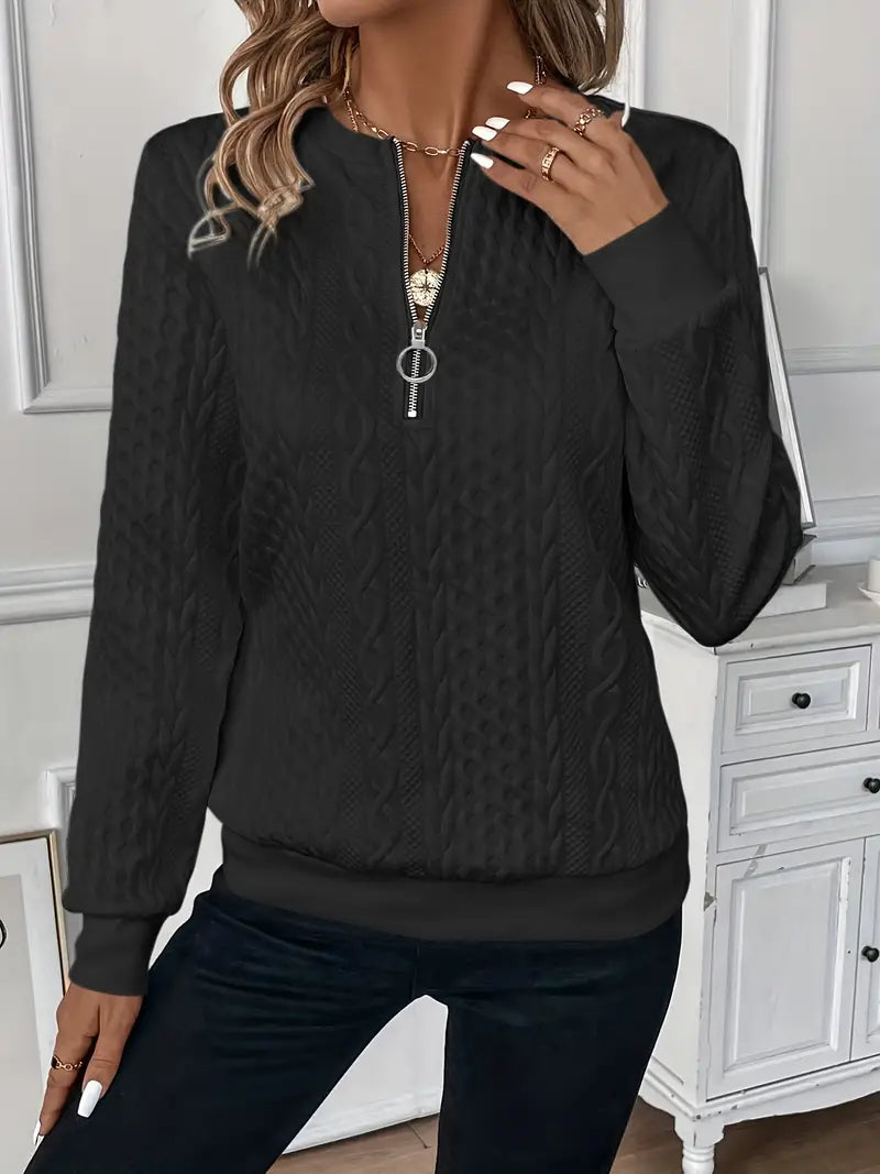 Grace & Jess | Textured Quarter-Zip Pullover