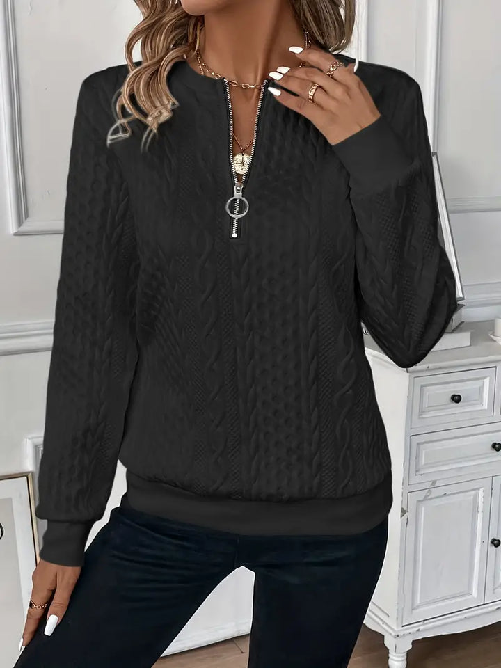 Grace & Jess | Textured Quarter-Zip Pullover