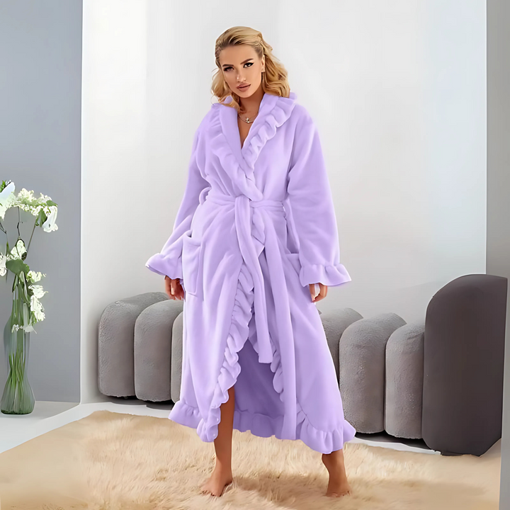 Grace & Jess | Classy Ruffle Hem Long Sleeve Robe