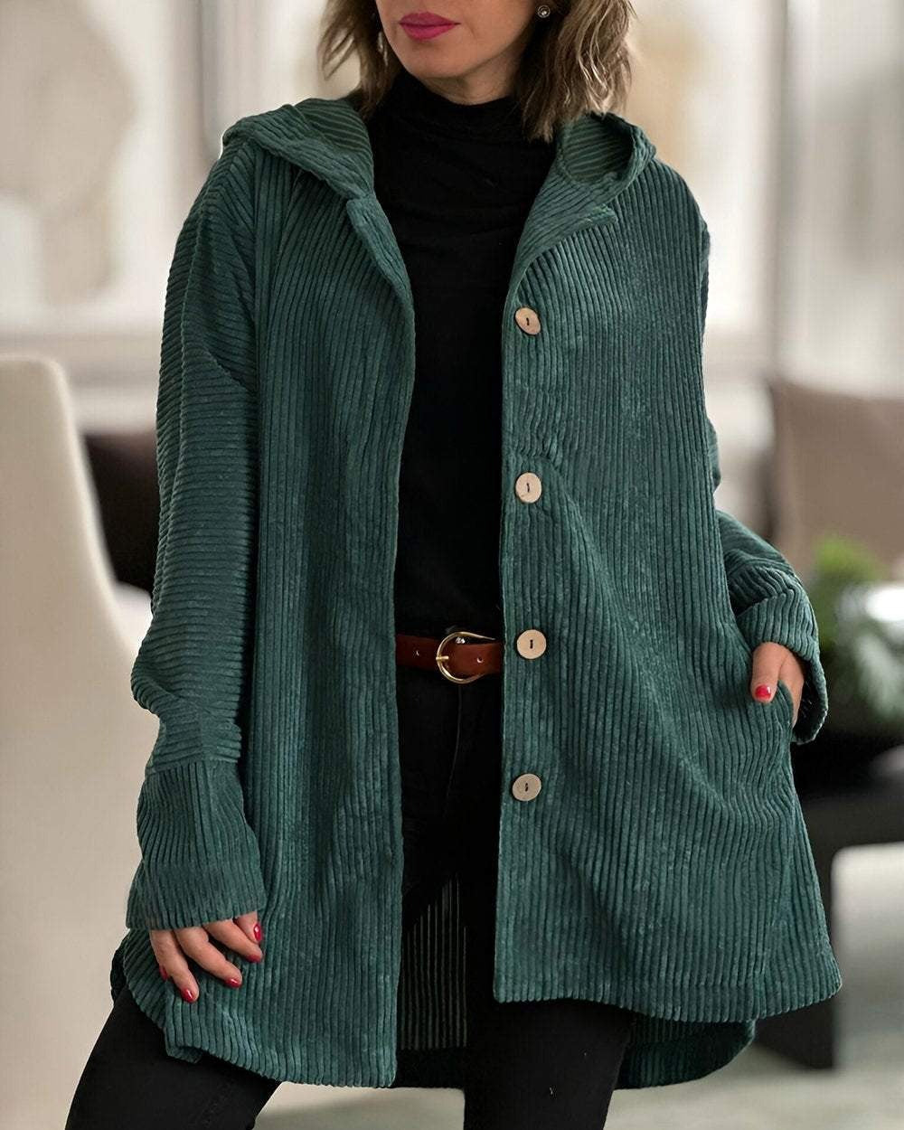 Grace & Jess | Cozy Corduroy Hooded Jacket