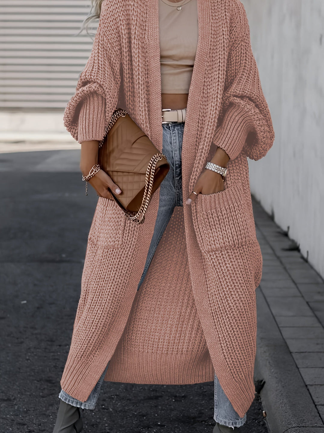 Grace & Jess | Elegant Deep V-Neck Long Sleeve Cardigan