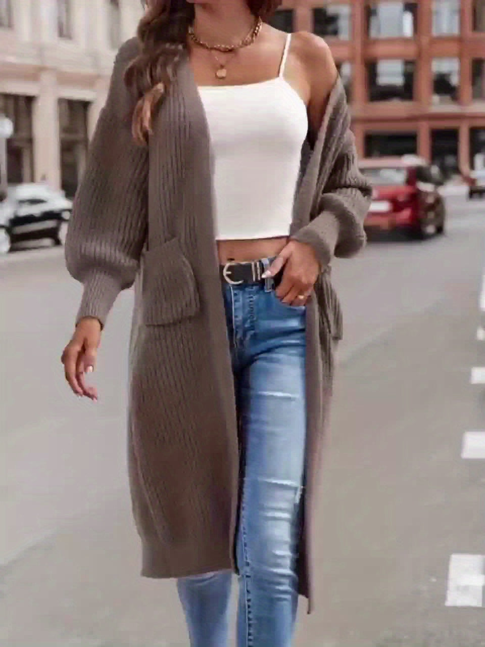 Grace & Jess | Elegant Deep V-Neck Long Sleeve Cardigan