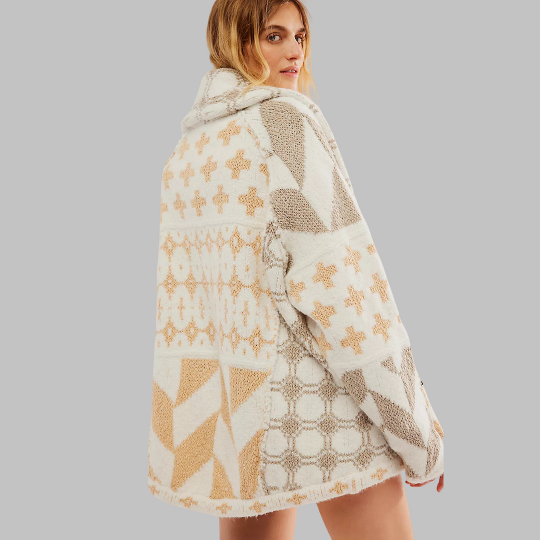 Grace & Jess |Down Collar Long Sleeve Oversized Cardigan