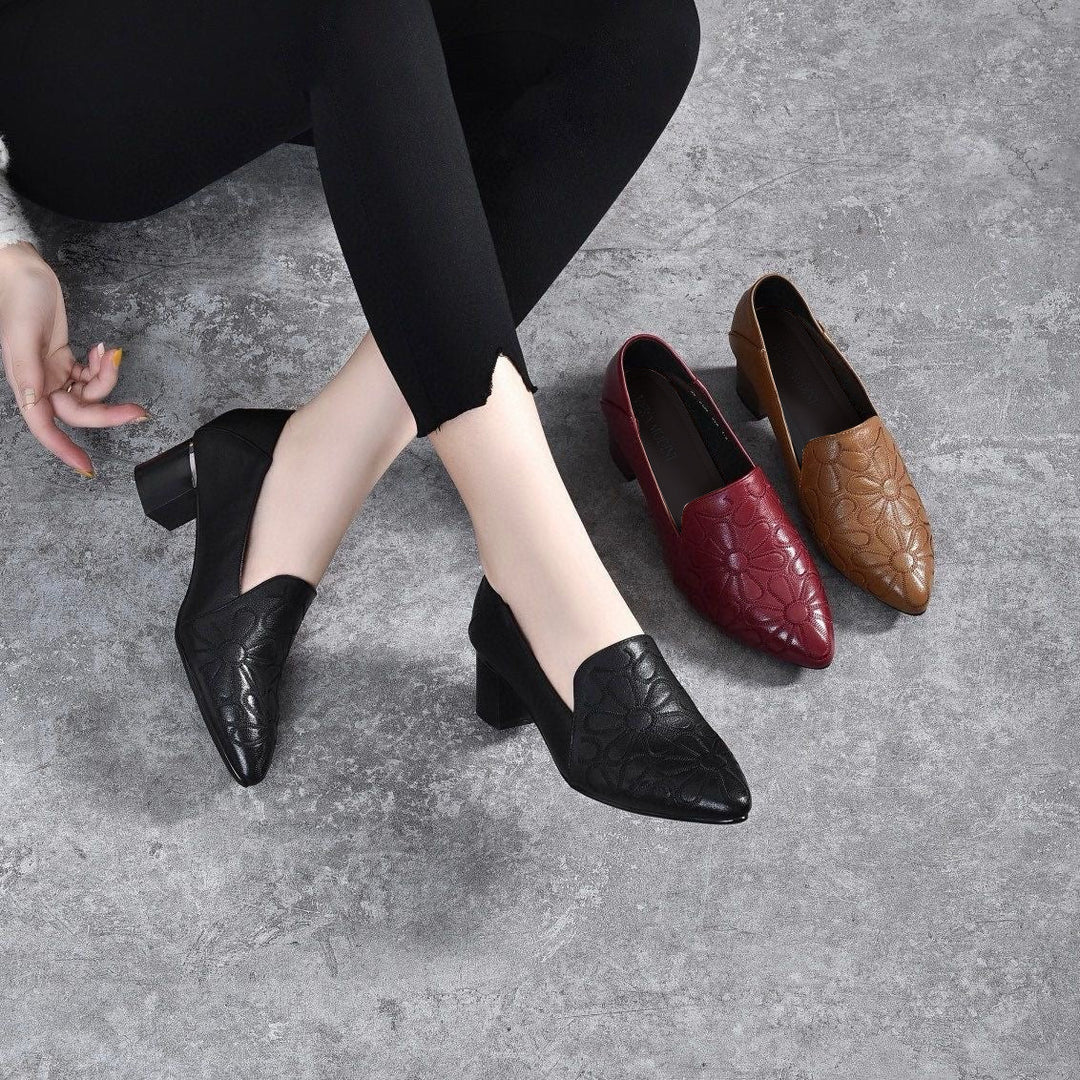 Grace & Jess |  Vegan Leather Embroidered Pumps
