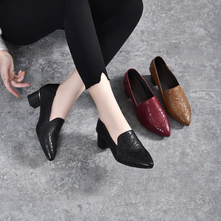 Grace & Jess |  Vegan Leather Embroidered Pumps