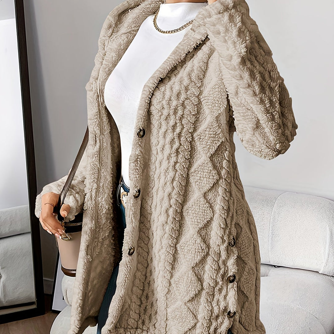 Grace & Jess | Diamond-Patterned Hooded Cardigan