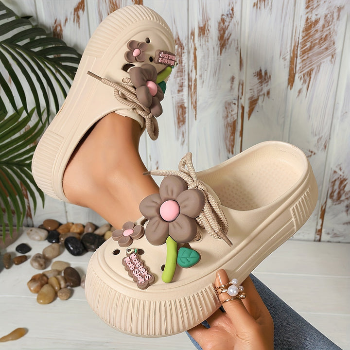 Grace & Jess | Comfortable Floral Decor Platform Clogs