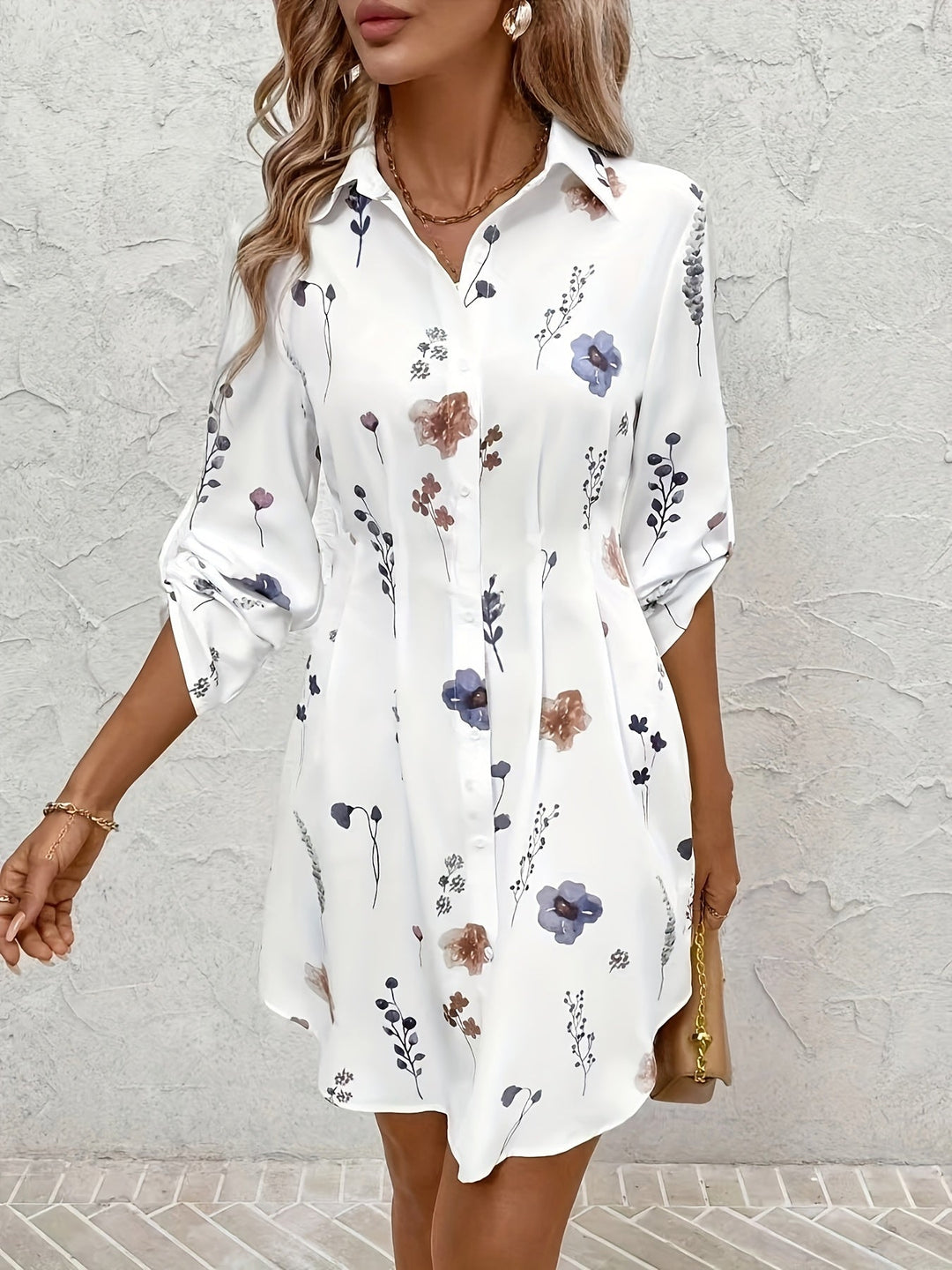 Grace & Jess | Elegant Floral Print Blouse Dress
