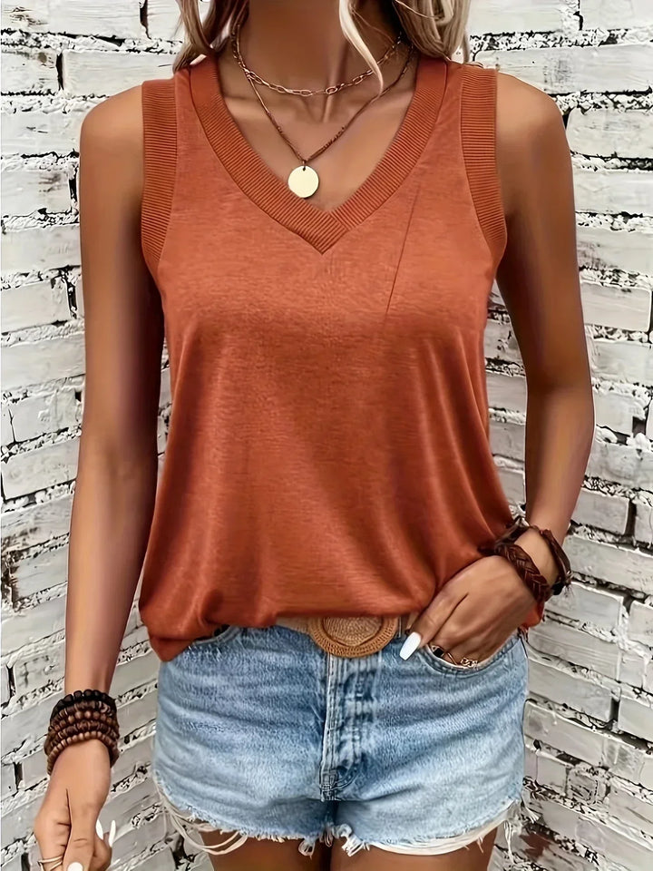 Grace & Jess | Breathable V-Neck And Sleeveless Top