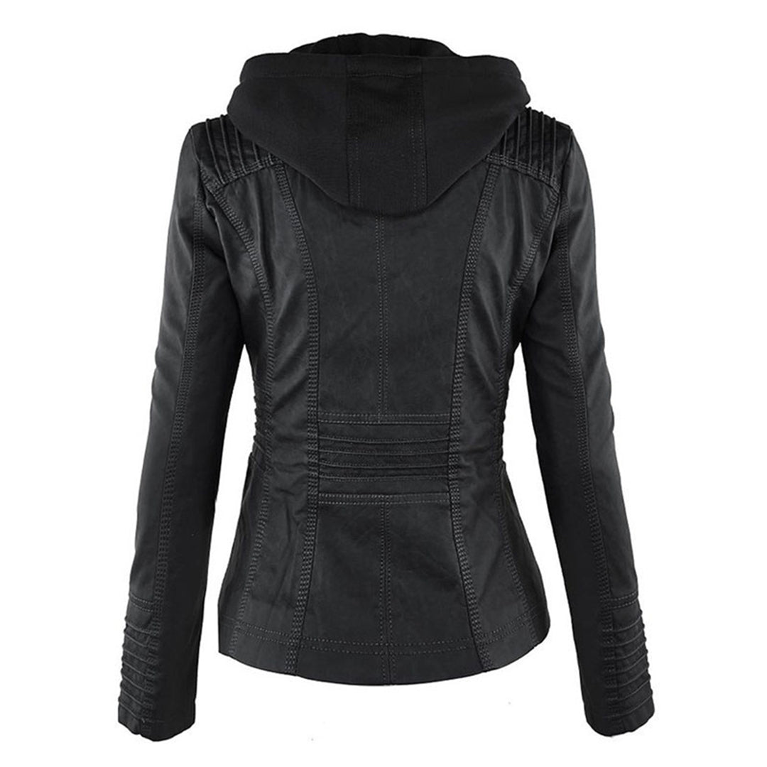 Grace & Jess | Modern leather jacket with hood