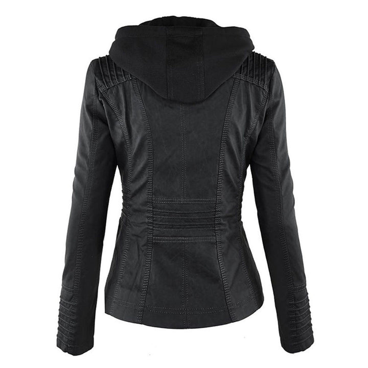Grace & Jess | Modern leather jacket with hood