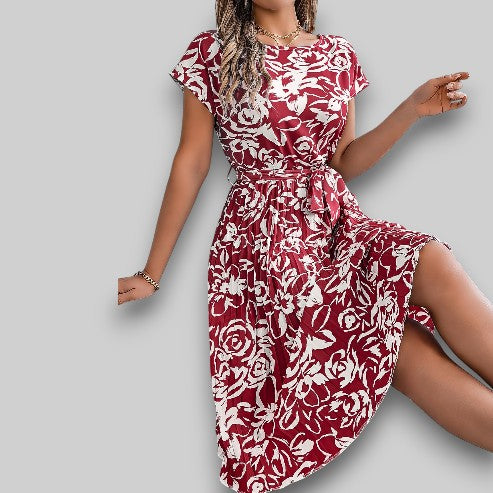 Grace & Jess | Floral Dress with Waist Belt