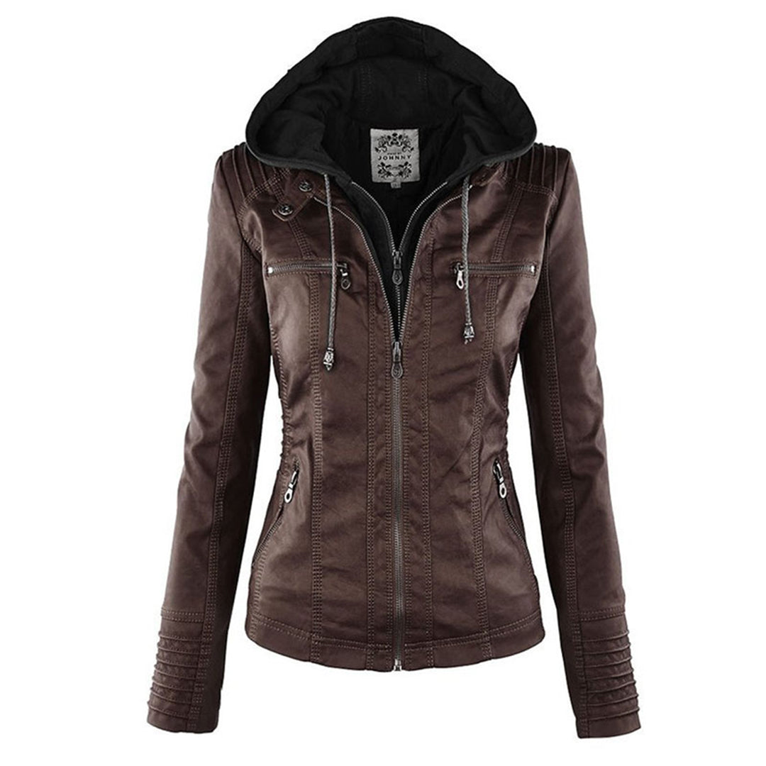 Grace & Jess | Modern leather jacket with hood