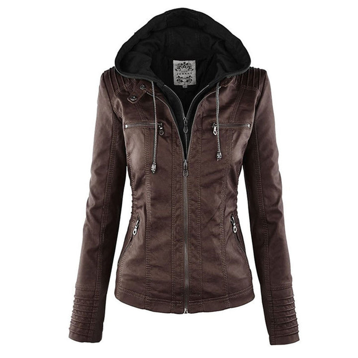 Grace & Jess | Modern leather jacket with hood