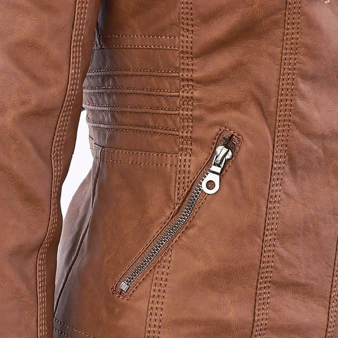 Grace & Jess | Modern leather jacket with hood