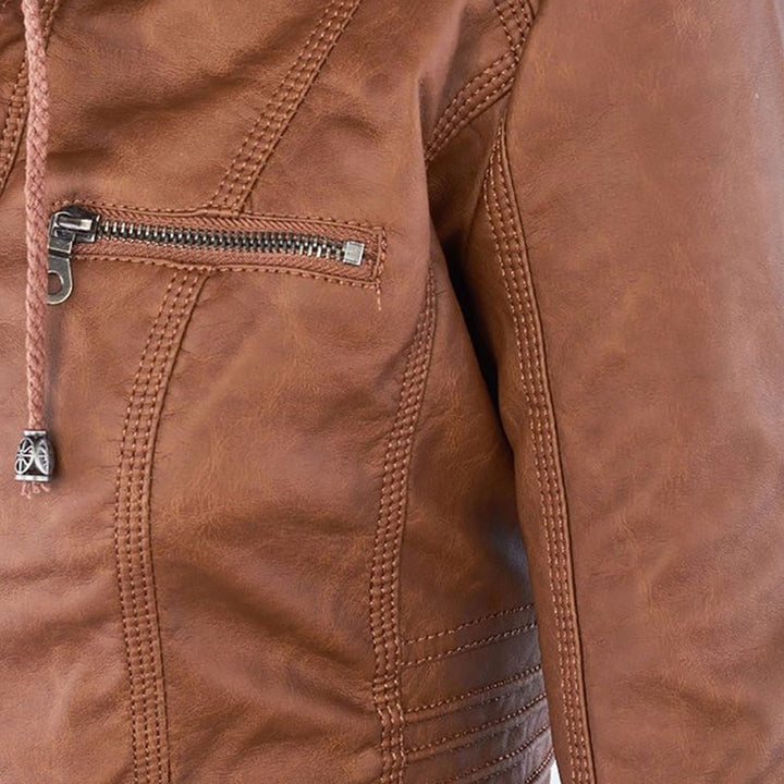 Grace & Jess | Modern leather jacket with hood