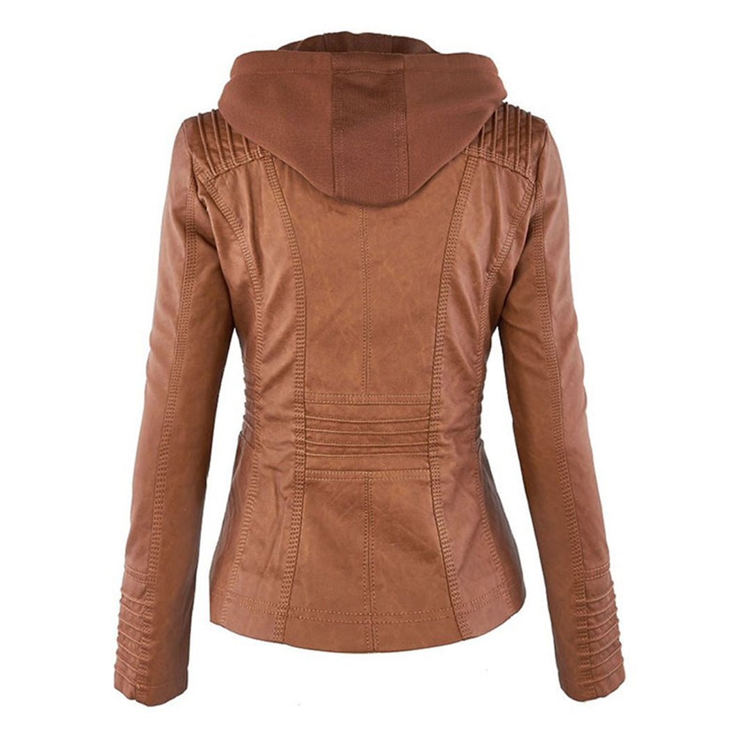 Grace & Jess | Modern leather jacket with hood