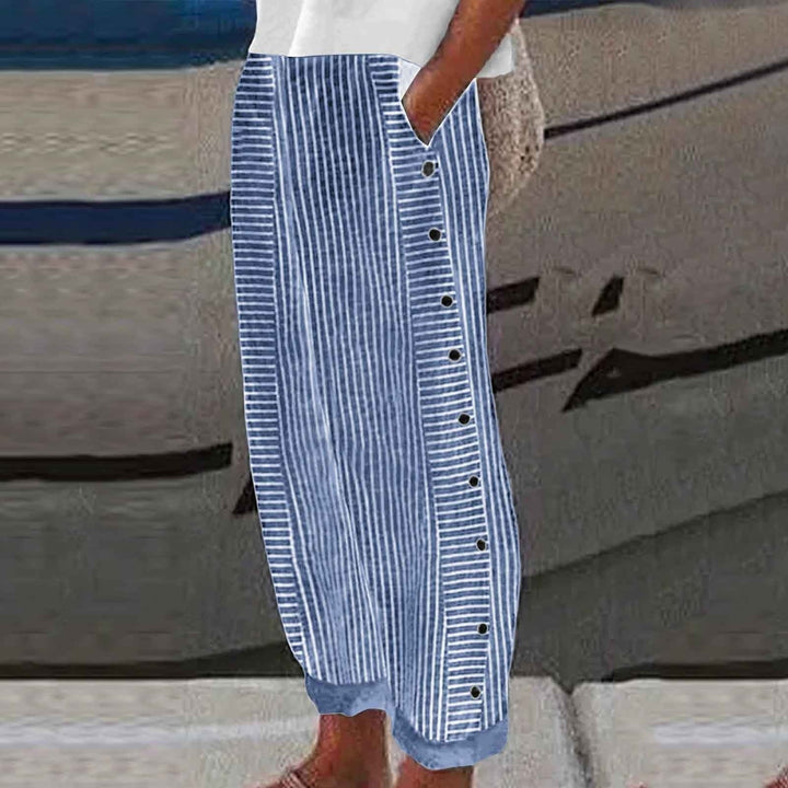 Grace & Jess | Striped Button-Accent Pants