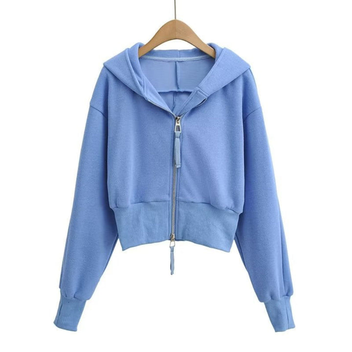 Grace & Jess | Chic Cropped Hooded Zipper Workout Jacket