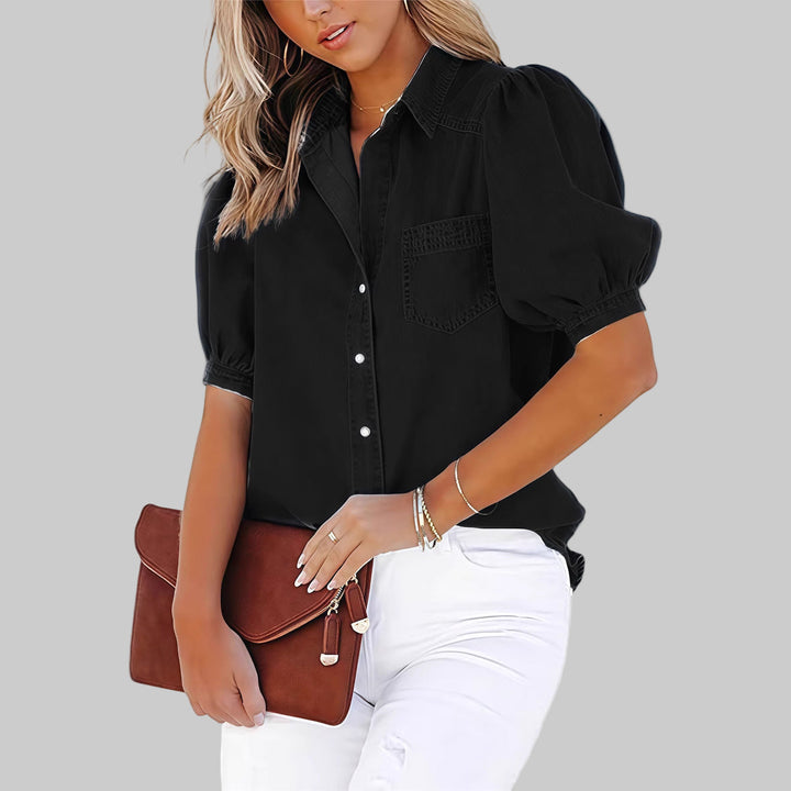 Grace & Jess |  Casual Bubble Sleeve Button Down Top