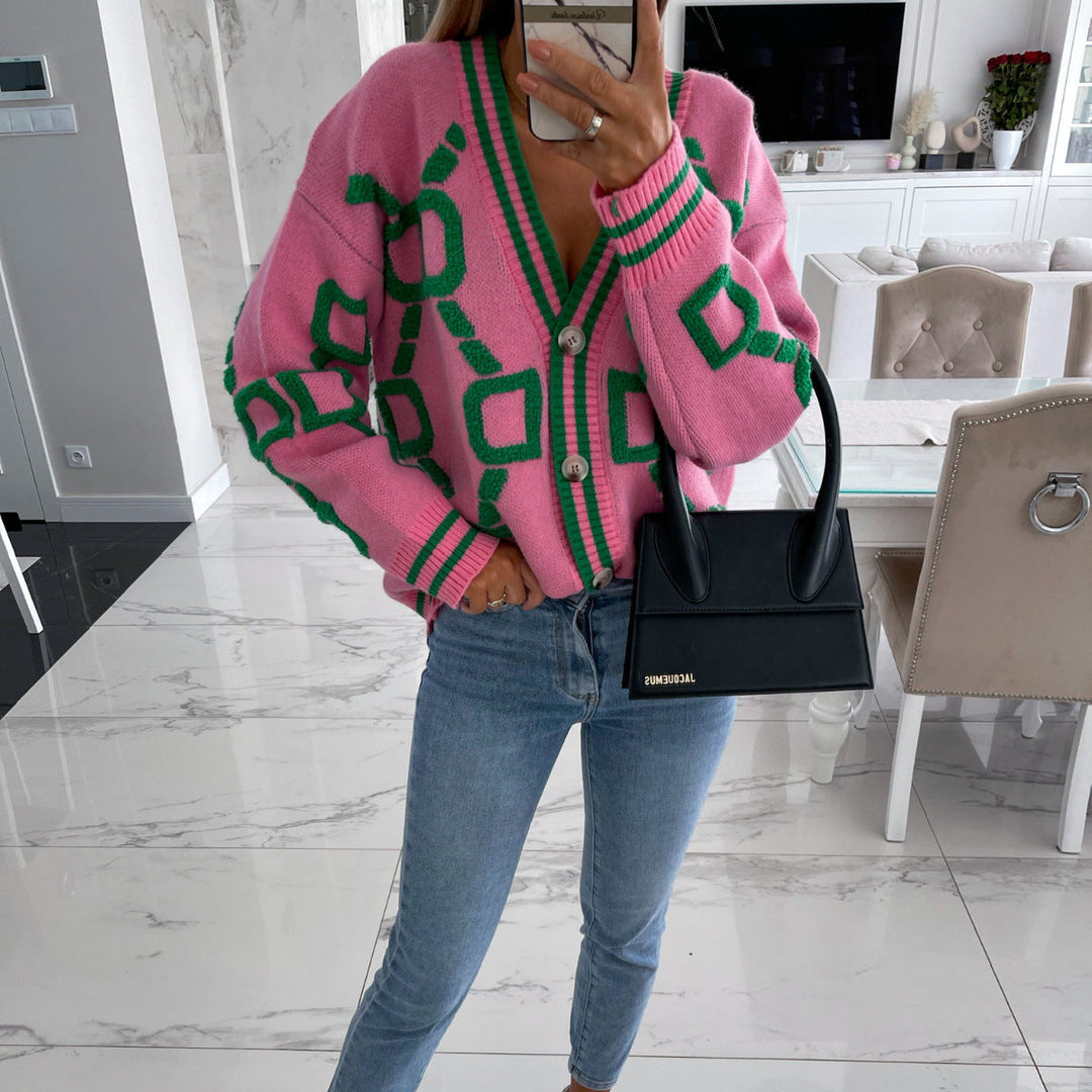 Grace & Jess | Color Contrast Knit Cardigan