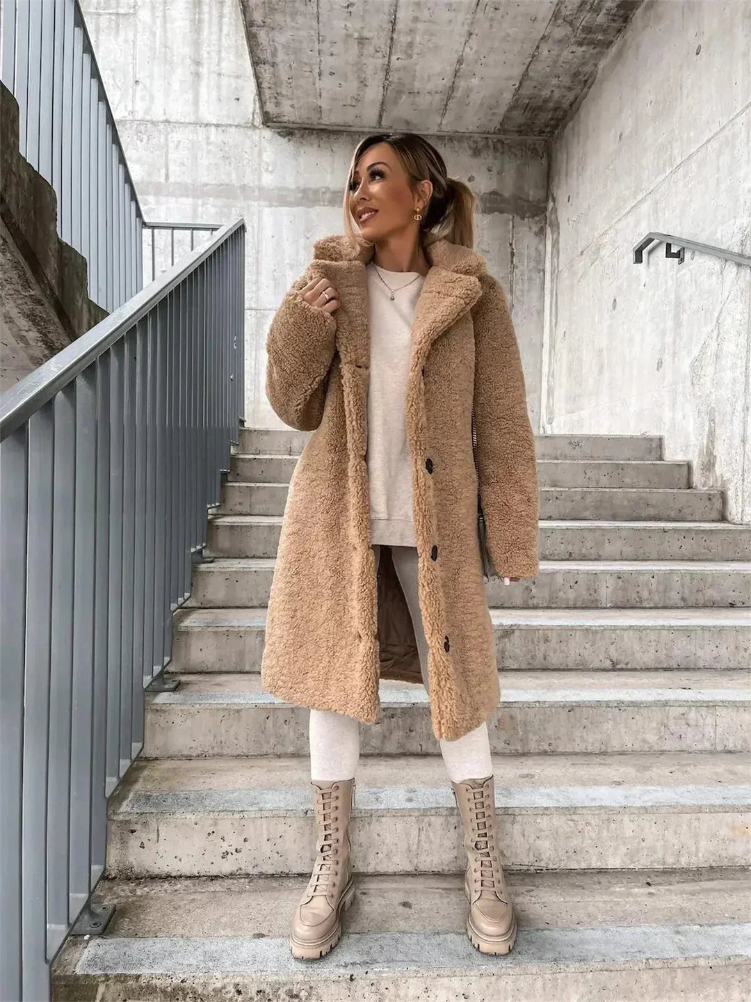 Grace & Jess | Plush Button Coat