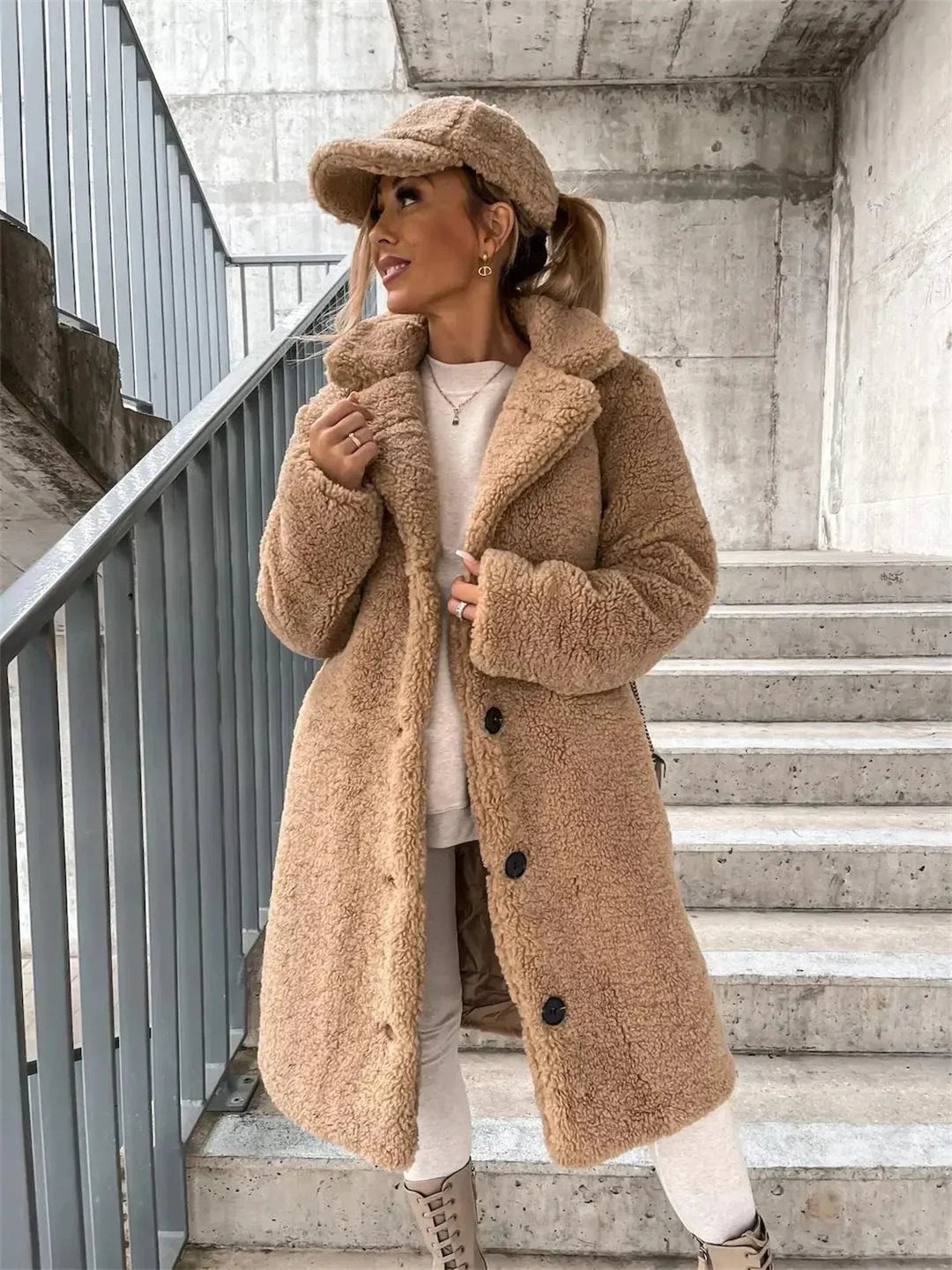 Grace & Jess | Plush Button Coat