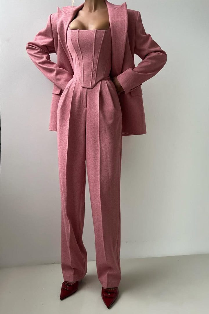 Grace & Jess | Three-piece set with double-breasted blazer