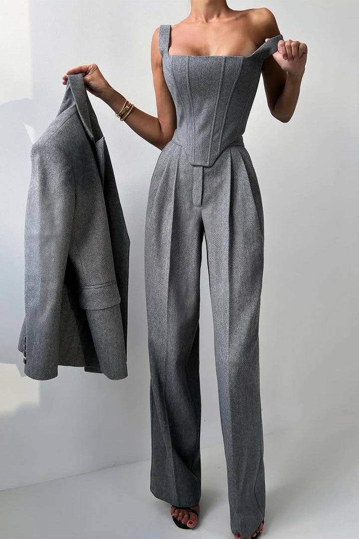 Grace & Jess | Three-piece set with double-breasted blazer