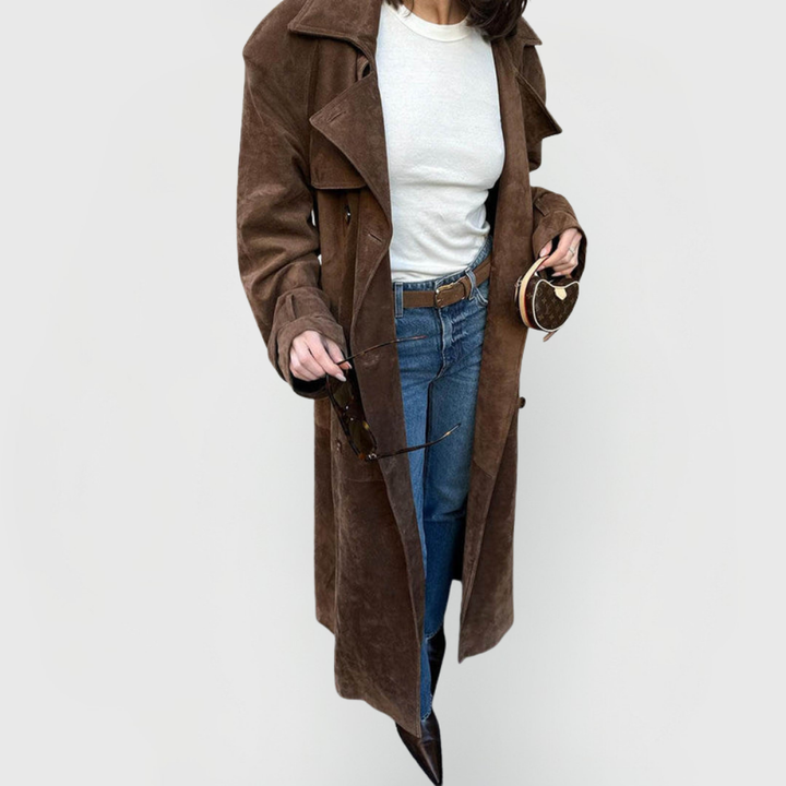 Grace & Jess | Classic Suede Trench Coat.