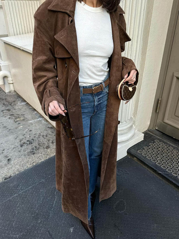 Grace & Jess | Classic Suede Trench Coat.