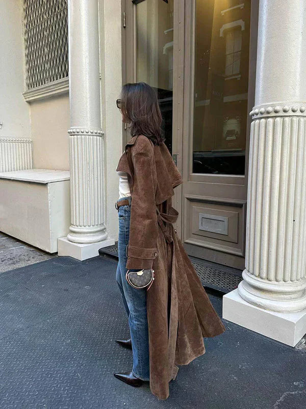 Grace & Jess | Classic Suede Trench Coat.