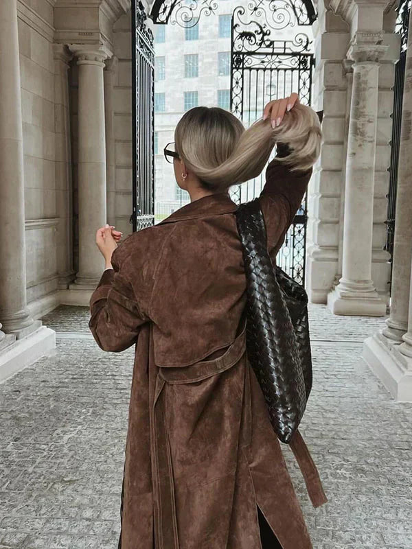 Grace & Jess | Classic Suede Trench Coat.