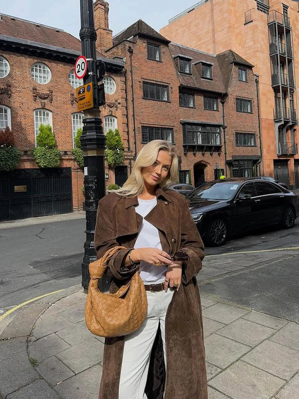 Grace & Jess | Classic Suede Trench Coat.