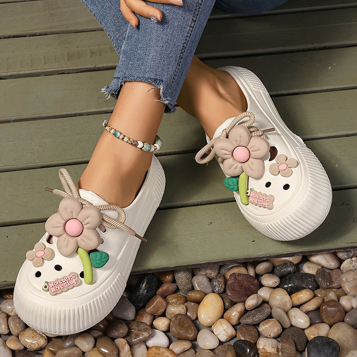 Grace & Jess | Comfortable Floral Decor Platform Clogs