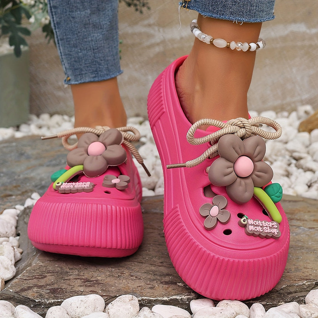 Grace & Jess | Comfortable Floral Decor Platform Clogs